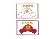 Stickdatei - ITH Postkarte Einladung Feuerwehrhelm 